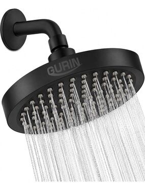 Gund Matte Black Round Rain Shower Head with Arm